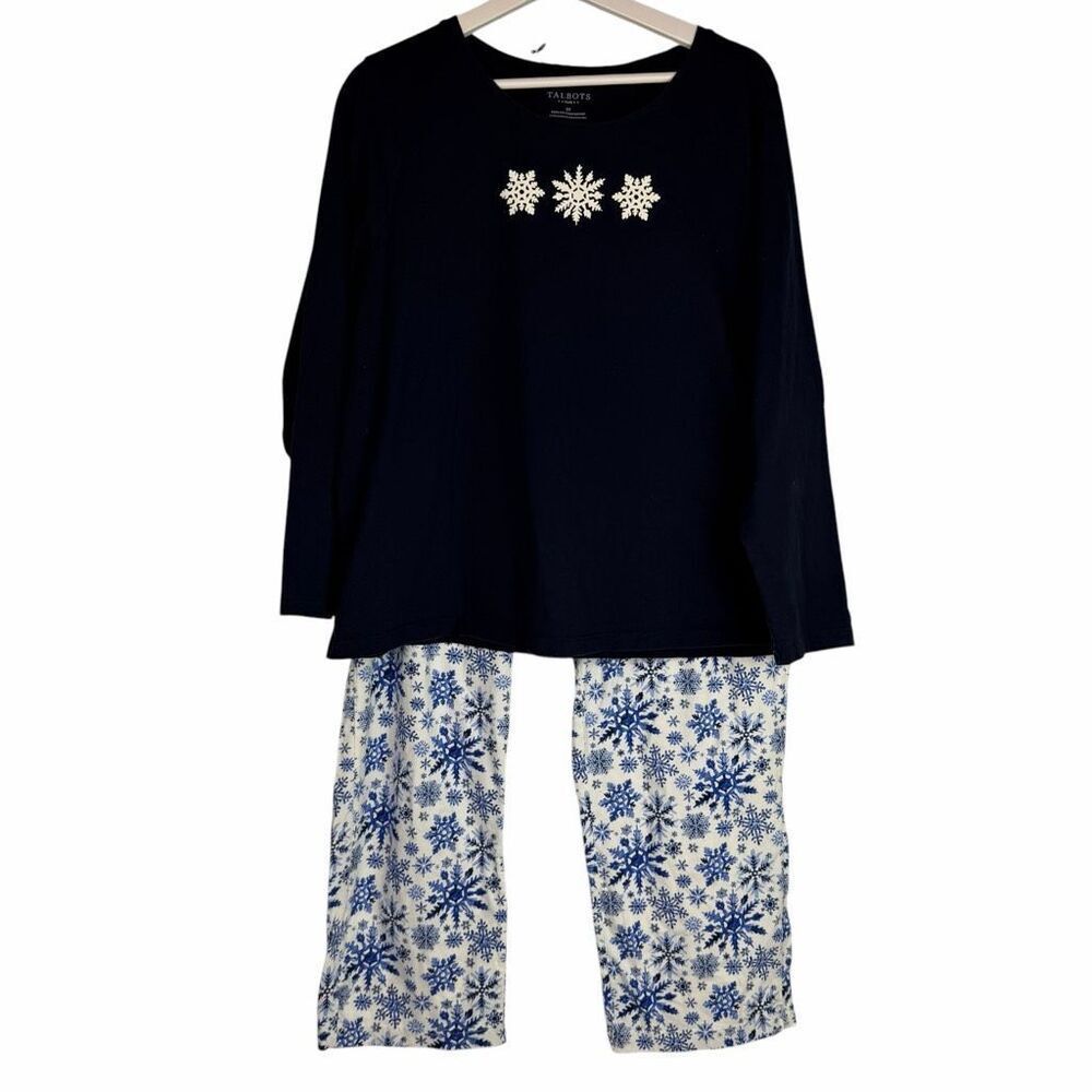 Talbots 2 Piece 2X Cotton Snowflake print Pajamas